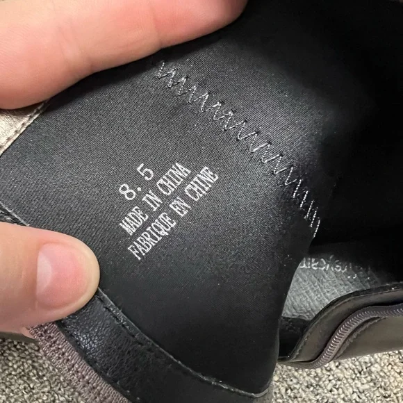 Jeffrey Campbell dark silver tone zip up stretchy square toe booties, sz 8.5 - Picture 4 of 9